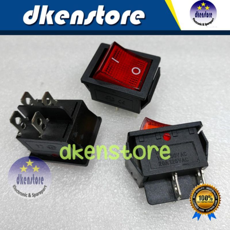 Saklar Power Besar Lampu Switch Rocker 4 Pin On Off KCD4 16A