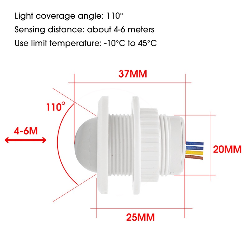 (110V 220v Saklar Sensor Gerak Inframerah Pir 4-6m)