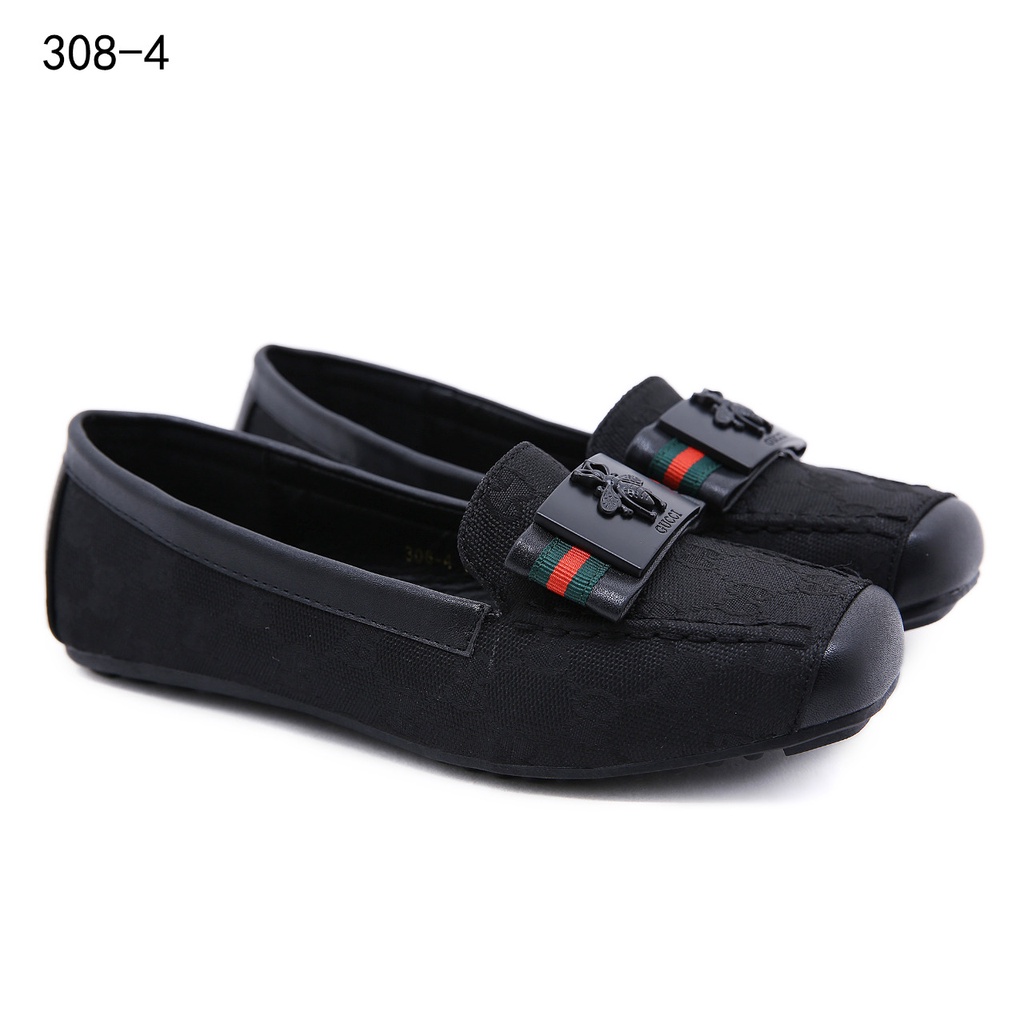 GG Canvas Logo Bee Flat Shoes #308-4