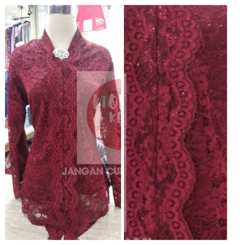 Kebaya encim modern//atasan brukat kartini//kebaya brukat  lengan panjang//kebaya kartini maronn
