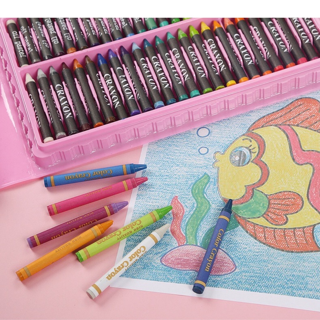 Alat Lukis Set Lengkap Krayon Pensil Warna 150PCS Crayon Set Menggambar Mewarnai Melukis Anak