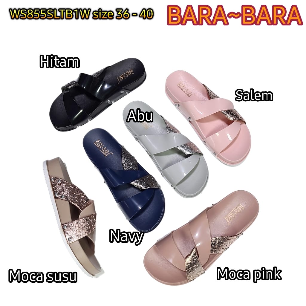 jelly sandal wanita slop barabara bara bara karet impot WS855SLTB1W