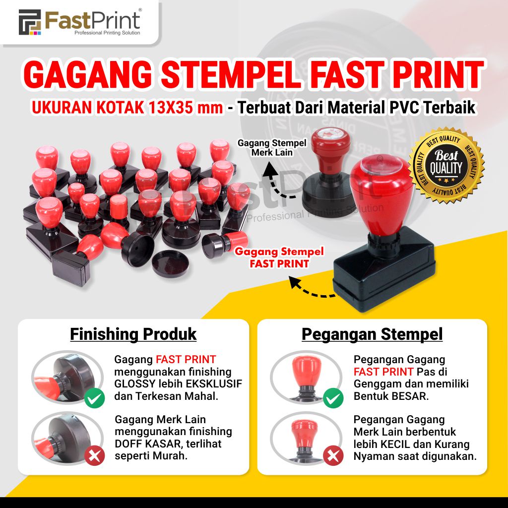 Gagang Stempel Flash Kilat Warna Ukuran Kotak 13 35 13x35MM
