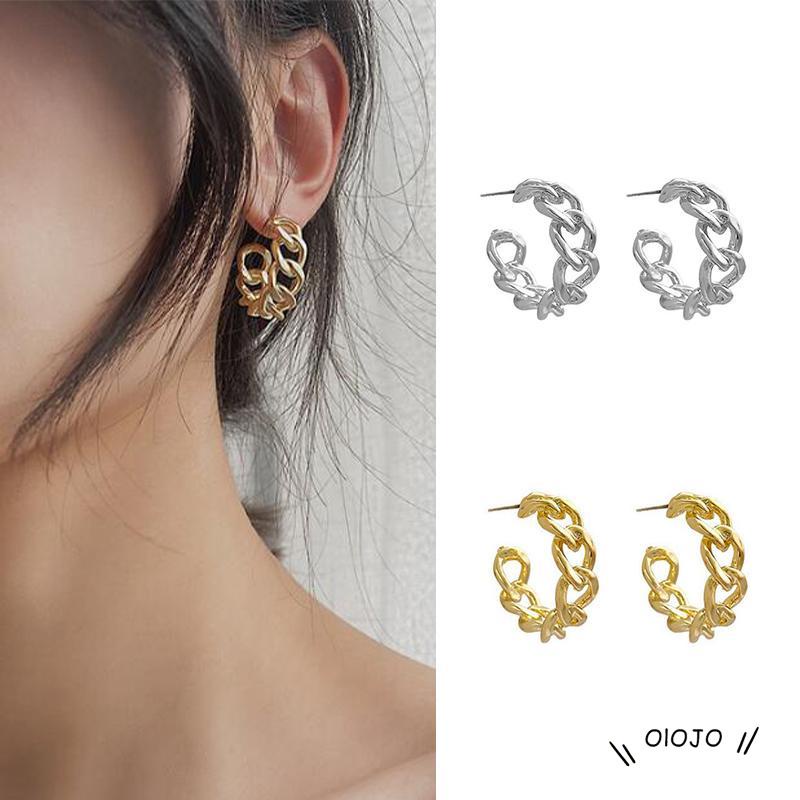 【COD】Anting Stud Rantai Logam Model Rongga Gaya Retro