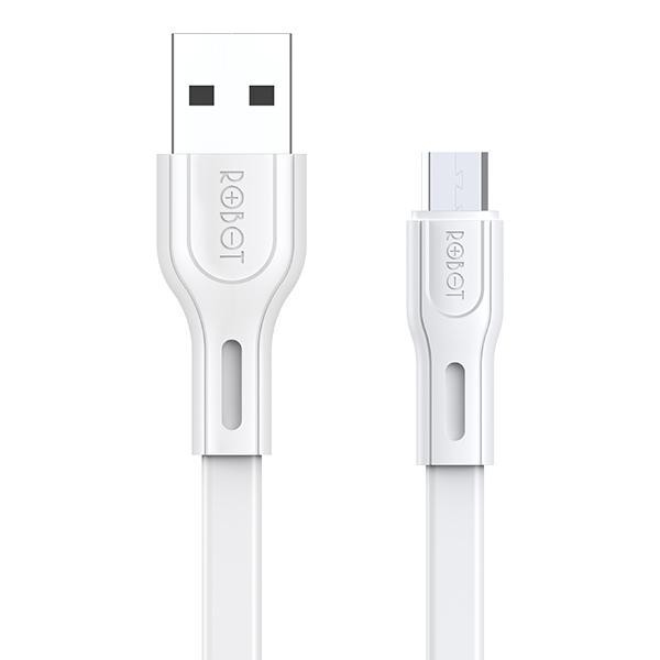 Robot RDM100S RDM 100 S wired Cable Kabel Data Micro Usb 2A White 1 meter universal Hp Smartphone