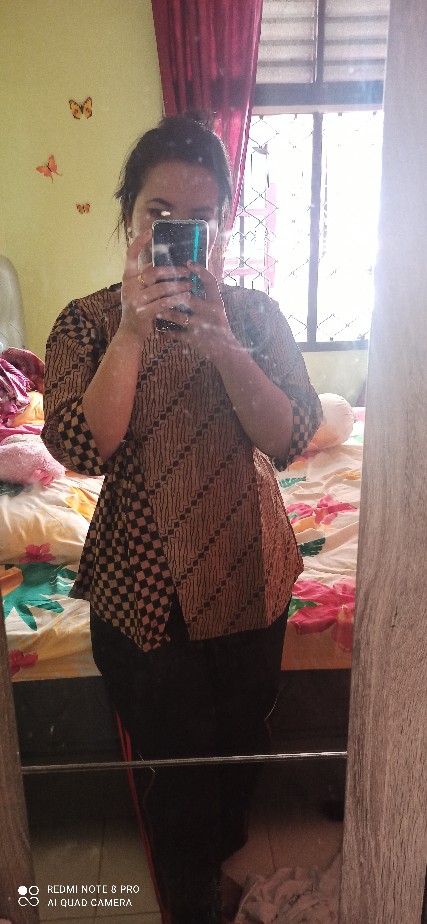 Tey-17 Batik Wanita Asj Sa Hrb026 Kenongo Kemeja Tosca Pendek