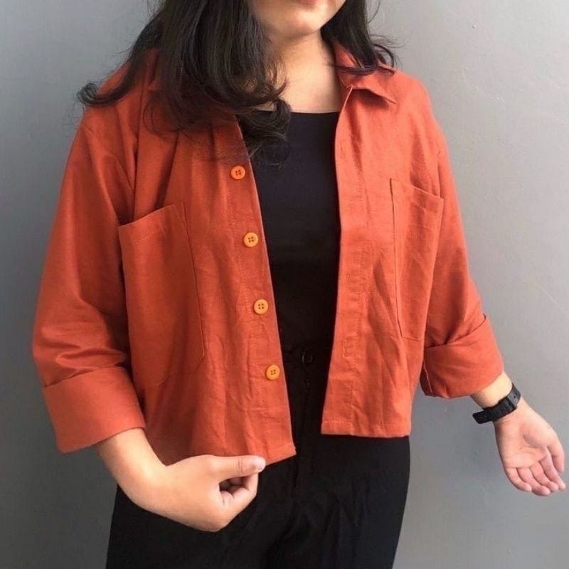 COZIE TOP KEMEJA LINEN-Coral