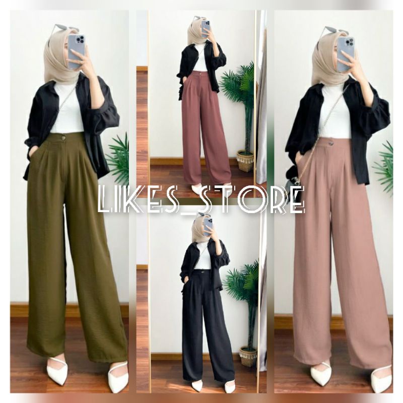 [BELI 5PCS FREE HOTPANT] KULOT CRINCLE AIRFLOW || LOOSE TROUSER ANTI KUSUT