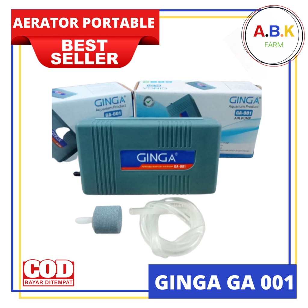 GINGA 001 Mesin Aerator Airpump Aquarium Baterai Batre
