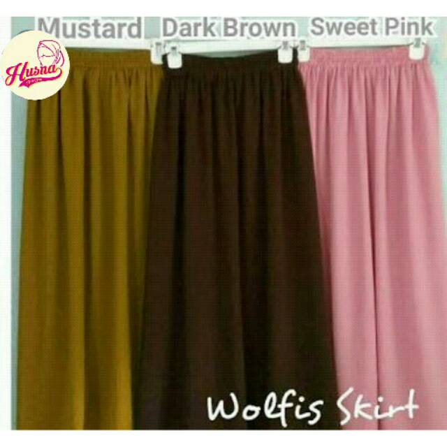 [HUSNA HIJAB] Rok Wolfis Full Karet / Rok Wolfis