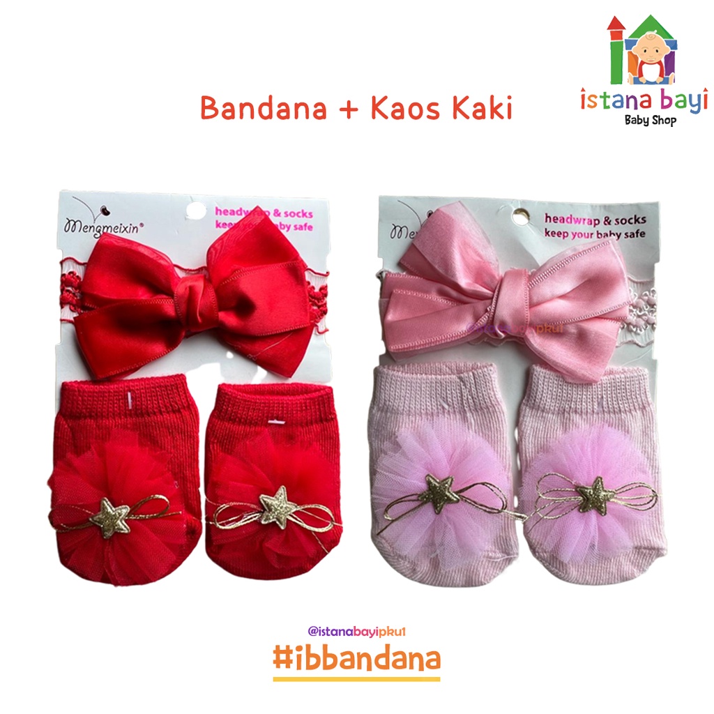 BALERINA CUTE SOCKS FLOWER + HEADBAND/KAOS KAKI SET BANDANA BAYI