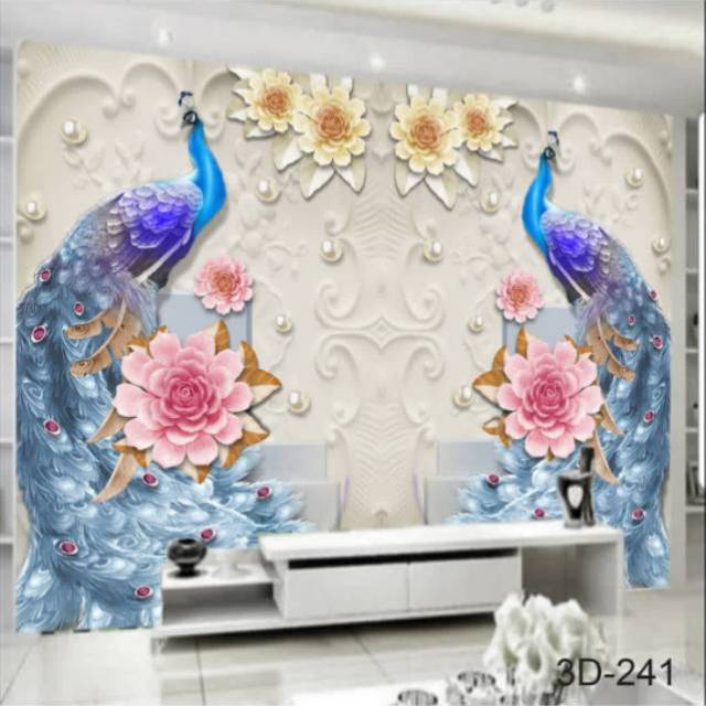 Wallpaper custom 3D motif bunga bunga