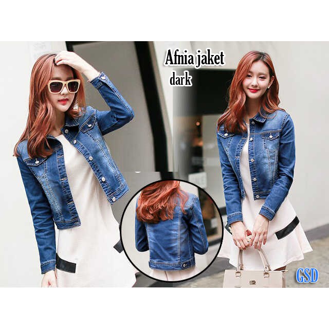 afnia jaket/jaket jeans cewek/jaket denim wanita/jaket denim washed ripped