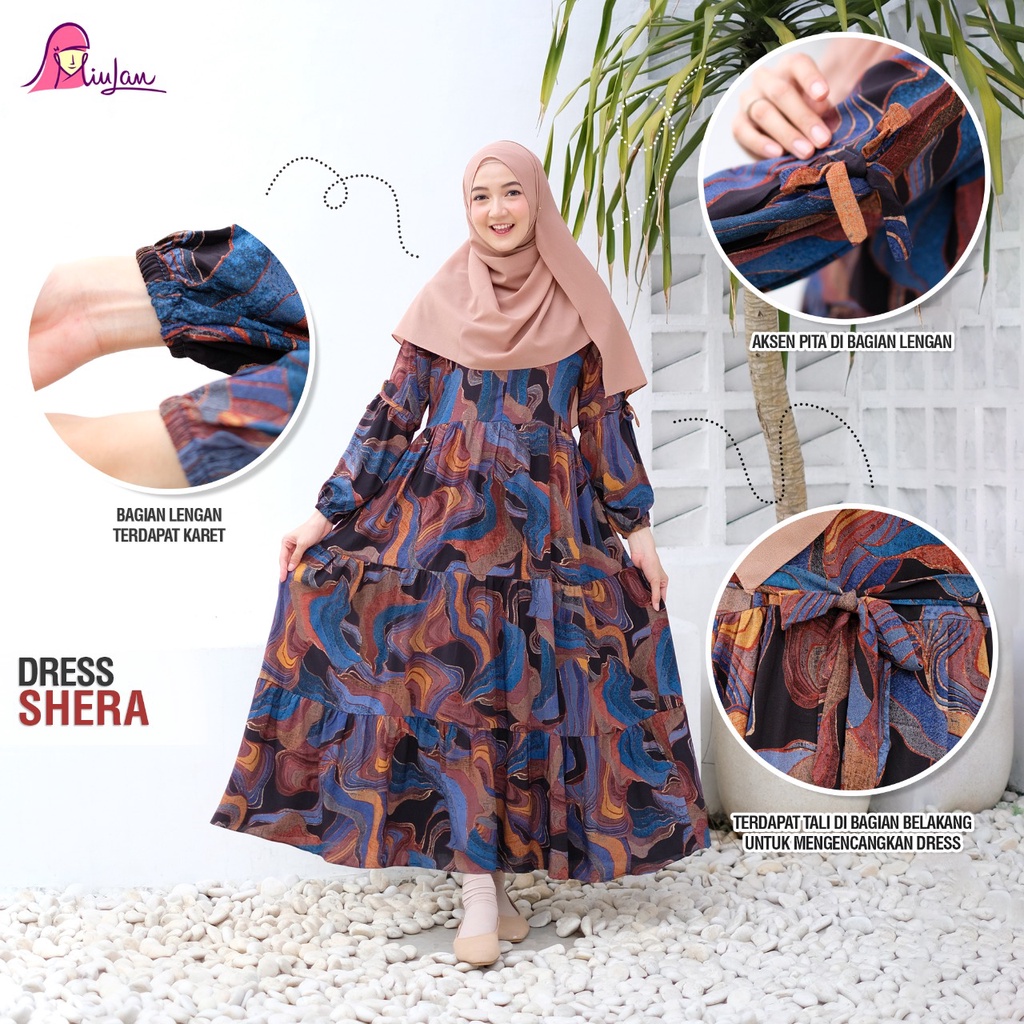 COD  Dress SHERA motif by miulan hijab FLORA