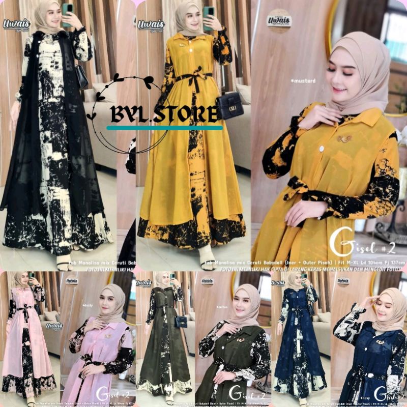 GISEL #2 ORIGINAL BY UWAIS HIJAB. GAMIS. DRESS WANITA TERBARU DRESS MAXY PREMIUM PRODUK BERLABEL