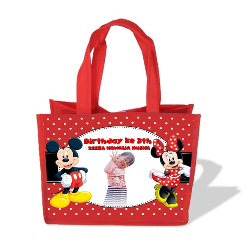 

Tas Goodie Bag Souvenir Bingkisan Karakter Mickey Mouse Ultah Anak Custom Murah Berkualitas