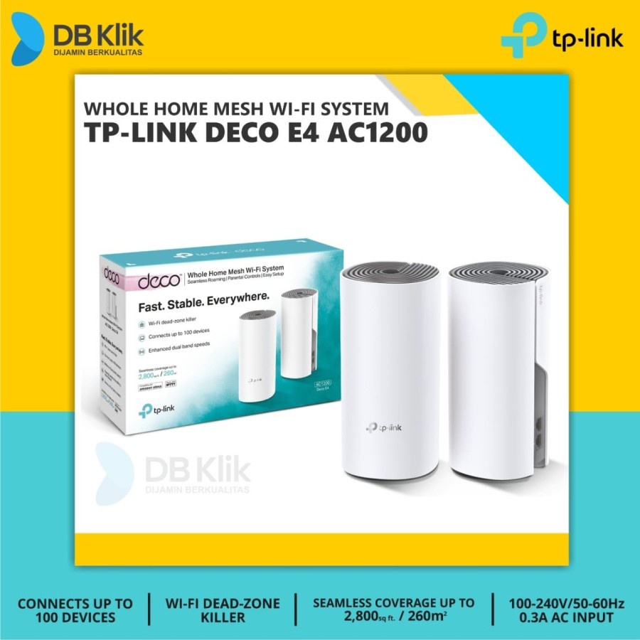 TP Link DECO E4 AC1200 Whole Home Mesh Wi-Fi System (TPLink DECO E4)