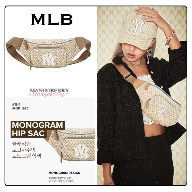 MLB NY Yankees monogram hip sac waist bag - BEIGE (100% original belt bag)