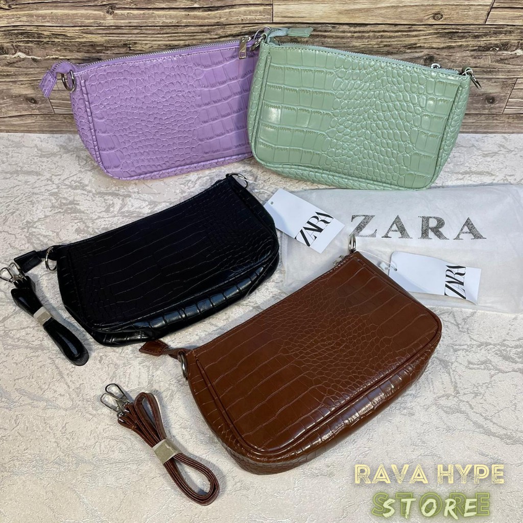 Shoulder Bag Zara Croco FREE DUSTBAG / Tas Selempang Bahu Leather Tas Kulit