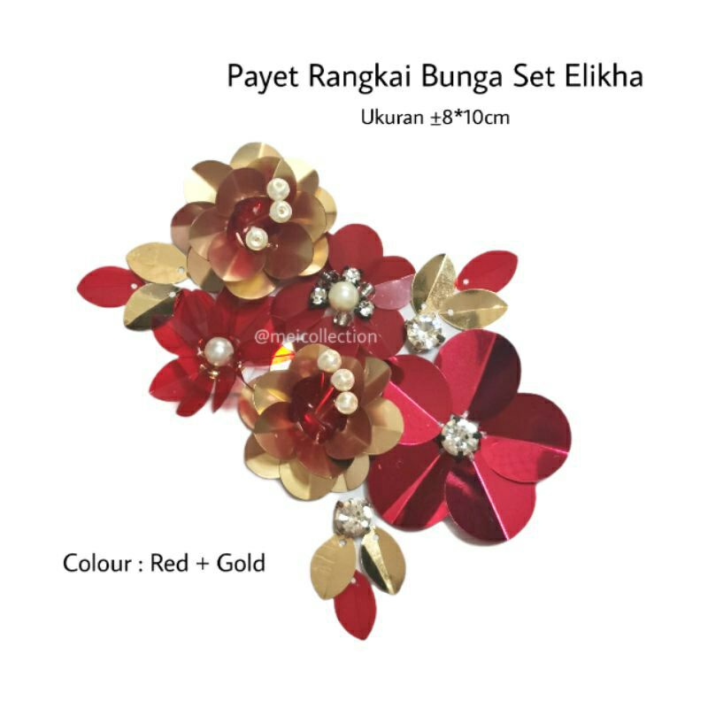 payet bunga 3d rangkai APBR Elika set payet pinggang permata mutiara aplikasi kebaya