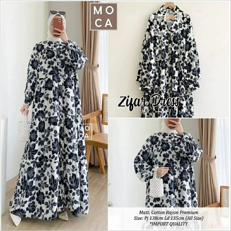 Zifar Dress, GAMIS MUSLIM CANTIK JUMBO FIT XXXXL LD 136 BAHAN KATUN RAYON PREMIUM TERMURAH OOTD