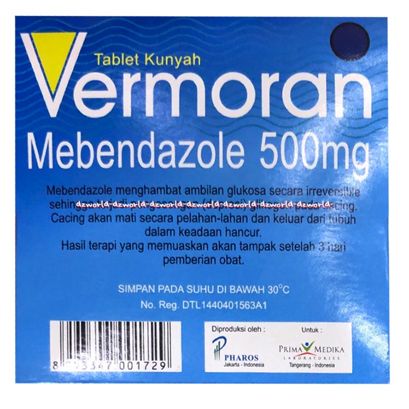 Vermoran Mebendazole 500mg Tablet Kunyah Obat Cacing Fermoran Meben Dazole