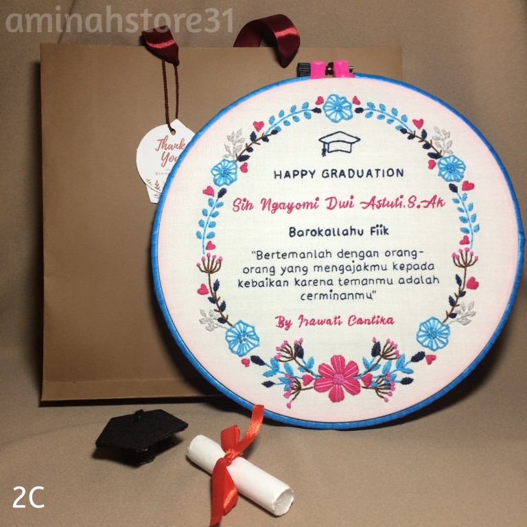 SULAMAN TANGAN / 25CM / KADO WISUDA / UNIK / EMBROIDERY HOOP ART / KREASI BENANG / DIY