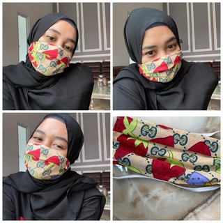  Masker  Kain Motif  Random Masker  Karet Bahan Katun Voal 