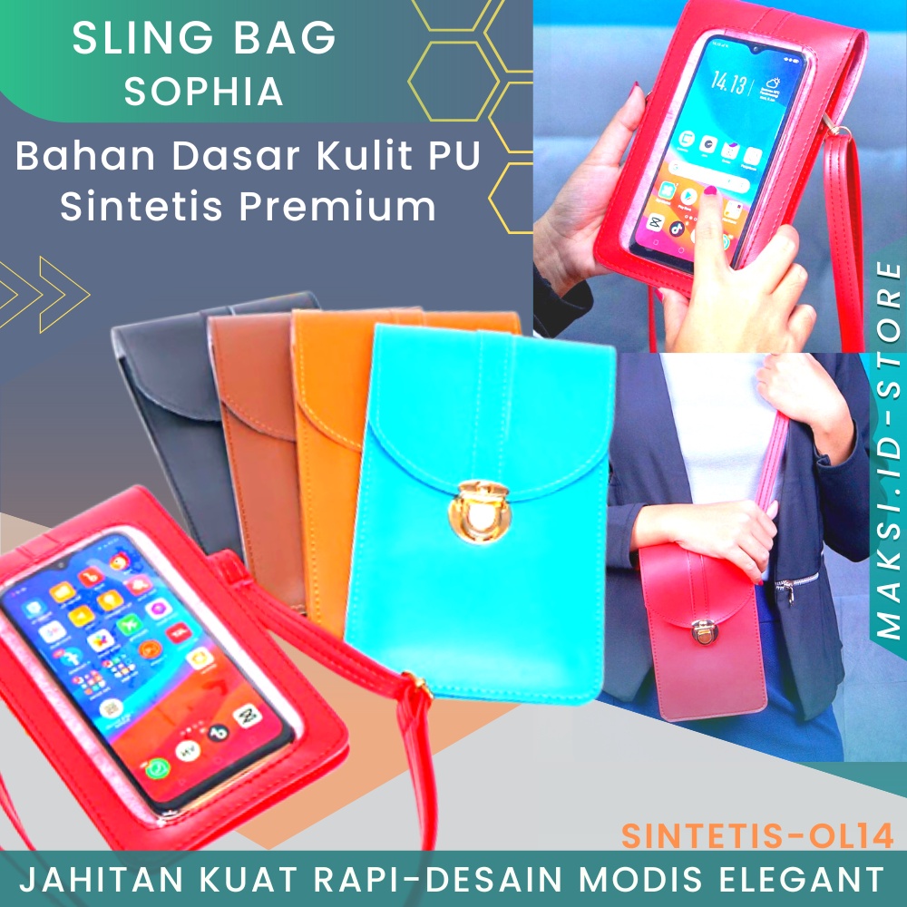 Tas Selempang Multifungsi Slingbag Wanita Trendy Untuk Hp Sophia 0L14 Kulit PU Kualitas Premium Tas Slempang Wanita Kulit Waistbag Tas HP Selempang Multifungsi For Smartphone