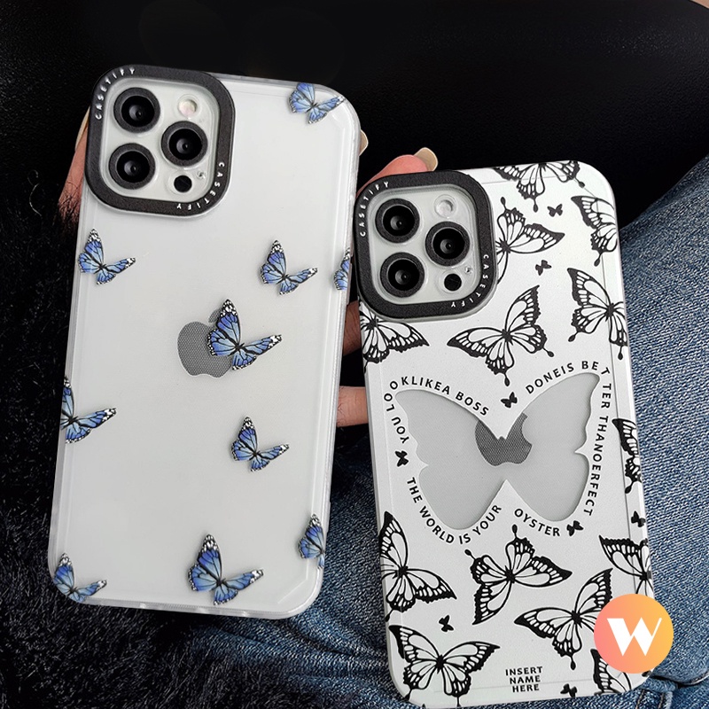 Trend CASE.TiFY Butterfly Phone Case Compatible for iPhone 11 12 13 Pro Max XR X XS MAX iPhone 6 6s 7 8 Plus SE 2020 Transparent Fashion Soft TPU Camera Protector Back Cover