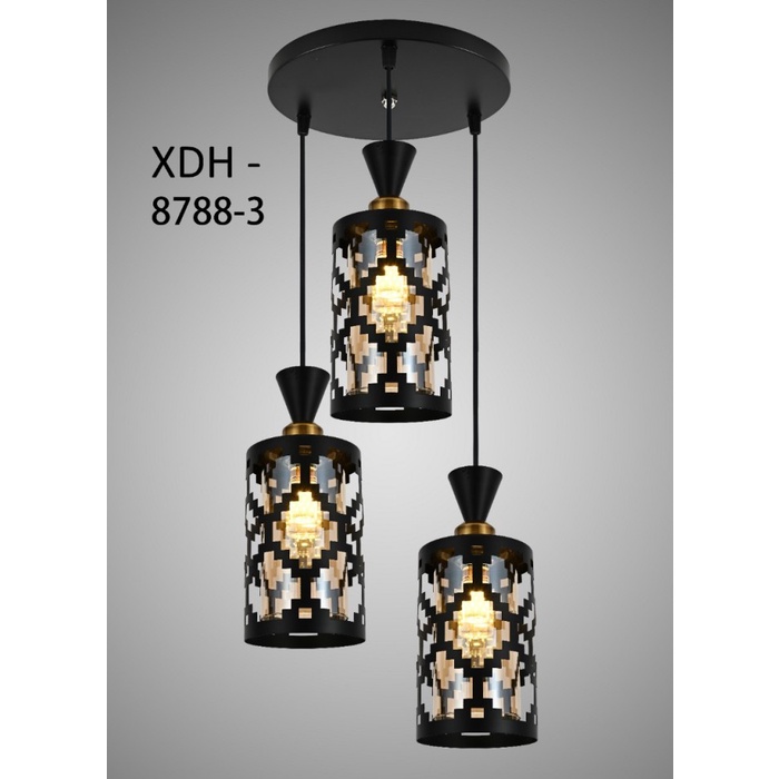 LAMPU GANTUNG HIAS MINIMALIS RUANG TAMU 3 LAMPU ELEGAN