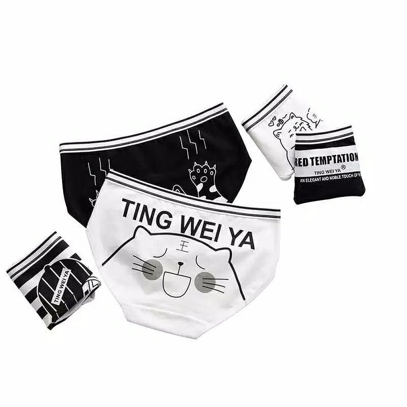 Ready Stock Gojek Celana Dalam Wanita set 5pcs Underwear Cewek Cotton lucu pakaian dalam