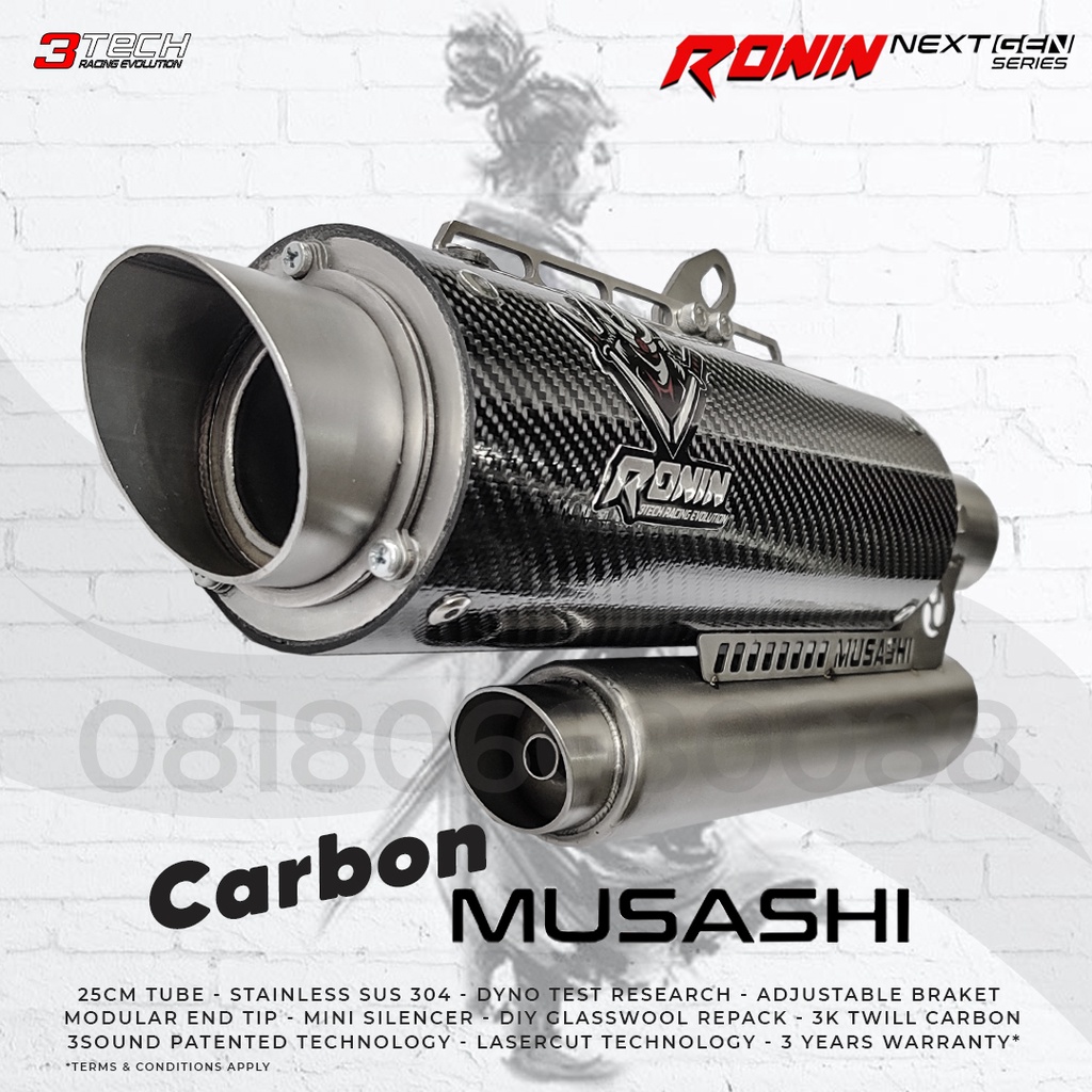 MATIC 110cc-125cc KNALPOT 3 SUARA 3tech Ronin Musashi Fullsystem Bergaransi Resmi VARIO125 LEXI GENI