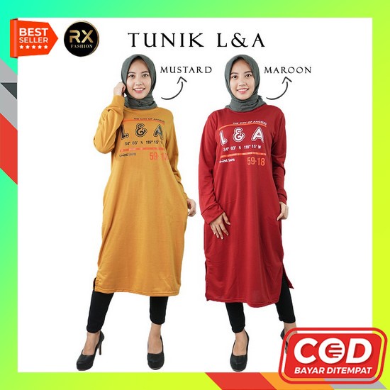 Ayyora Midi Long Tunik Motif Bunga Kembang Terbaru Baju Hamil Kekinian Rx Fashion - Tunik L&A Terlar