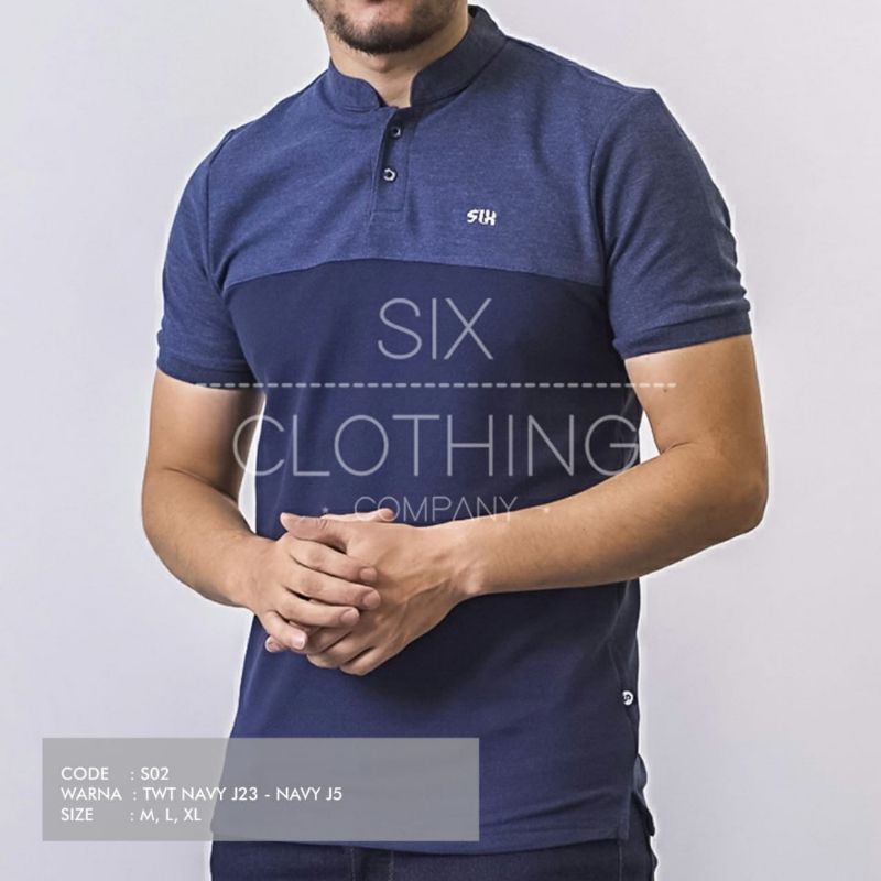 KAOS KERAH PRIA SANGHAI/KAOS KERAH KOMBINASI 2 WARNA/ORIGINAL DISTRO/KAOS POLO SIX