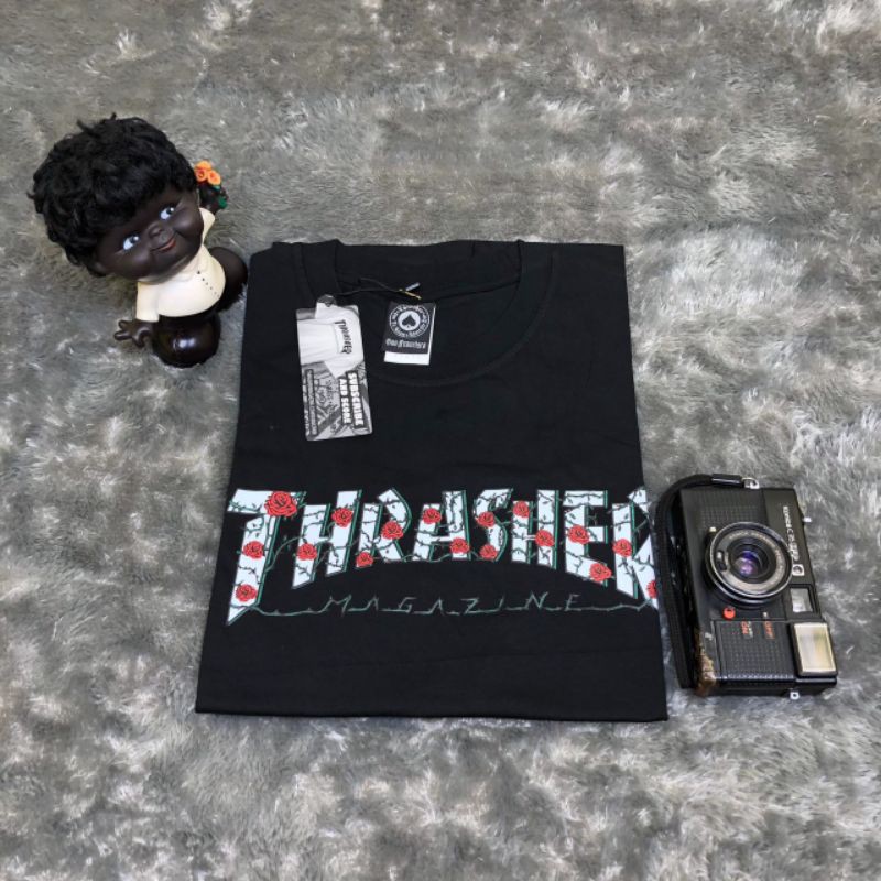 TSHIRT KAOS BAJU THRASHER ROSES BLACK LIKE ORI
