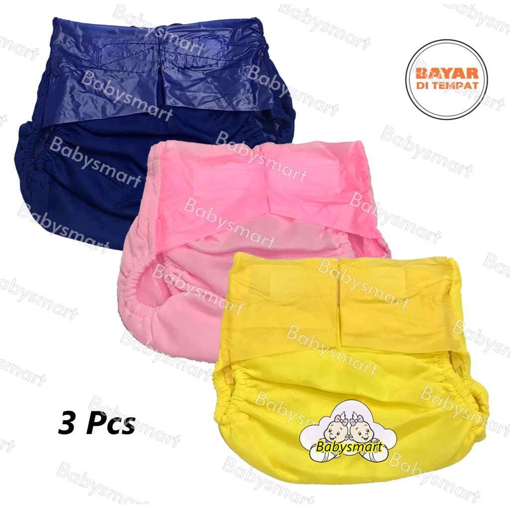 Babysmart -  3 Pcs Popok / Celana Bayi Kain REKAT Cuci Ulang PERMATA/ Diapers / Celana Lampin / Clodi Murah