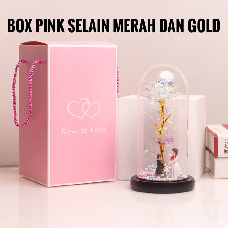 Lampu Hias LED Bunga Mawar Dekorasi Beauty And The Beast Rose Glass Dome | Pajangan Kado Valentine Hiasan Ruangan Kamar