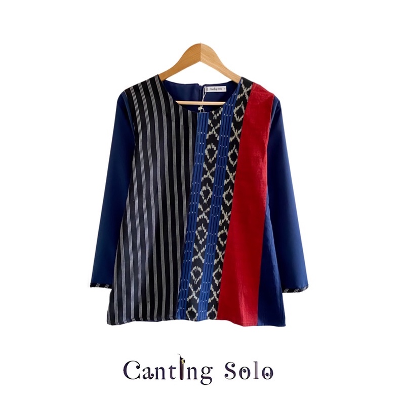 Batik Kalila Blouse Tenun Lurik Kerja Wanita Kantor Hijab Bigsize Hamil Etnik Murah