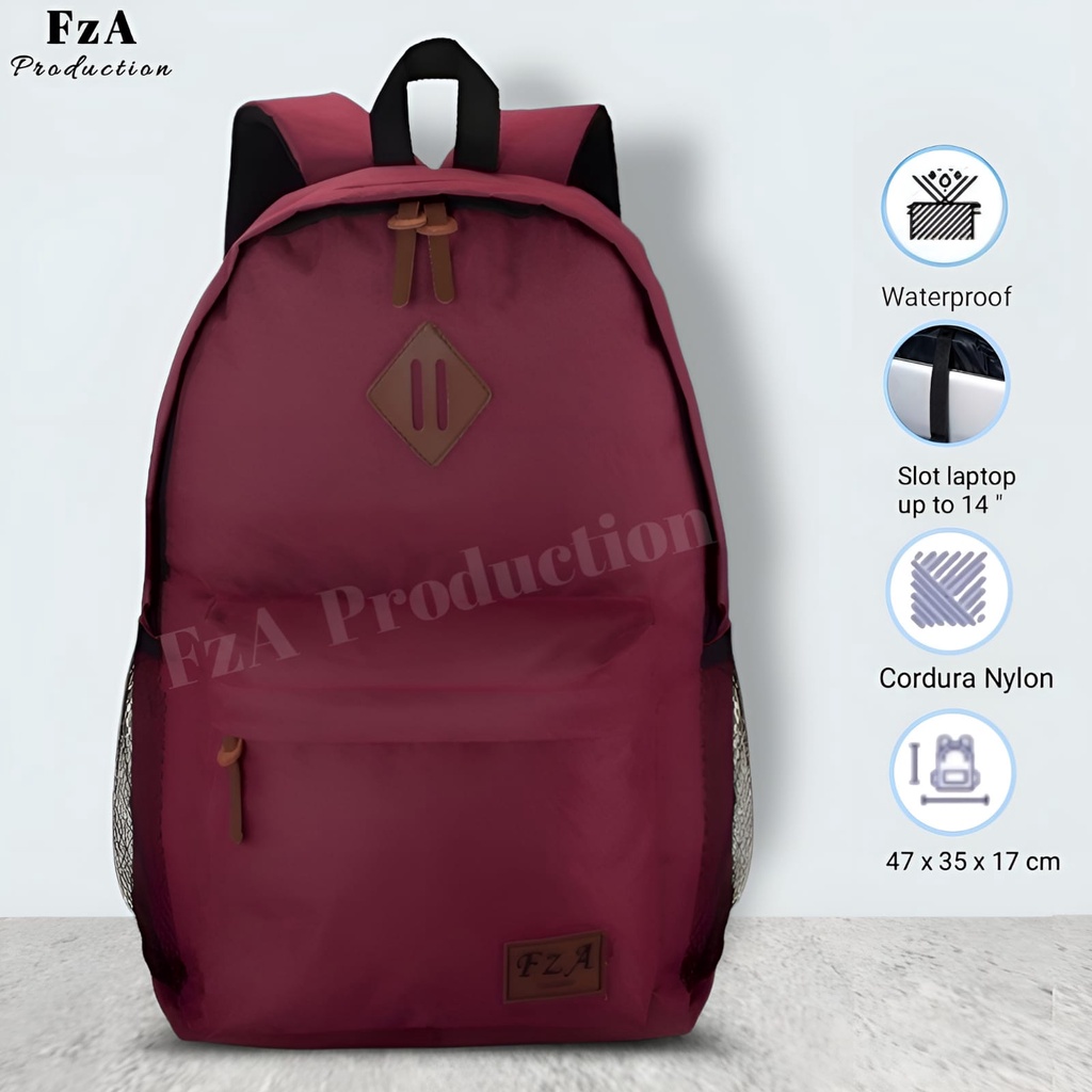 Tas Ransel Punggung Distro Casual Pria Wanita / Tas Ransel Laptop Original FzA FREE Tas Slempang Kulit