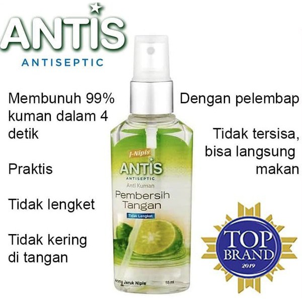 HAND SANITIZER  - ANTIS BOTOL SPRAY JERUK NIPIS 55 ML &amp; MY WELL BOTOL 100 ML