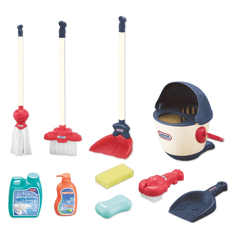 Mary 9/10buah Kids Cleaning Set Mainan Cleaning Set Sapu Pel Sikat Debu Panci Sabun