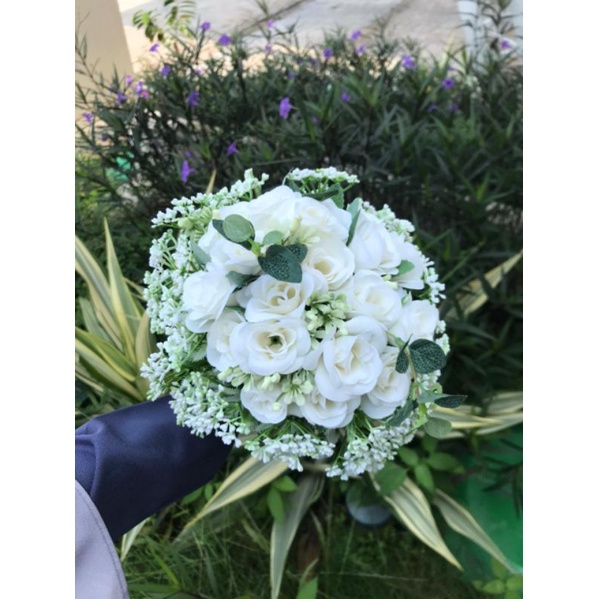 Wedding Hand Bouquet Buket Pernikahan Premium mawar putih lamaran murmer