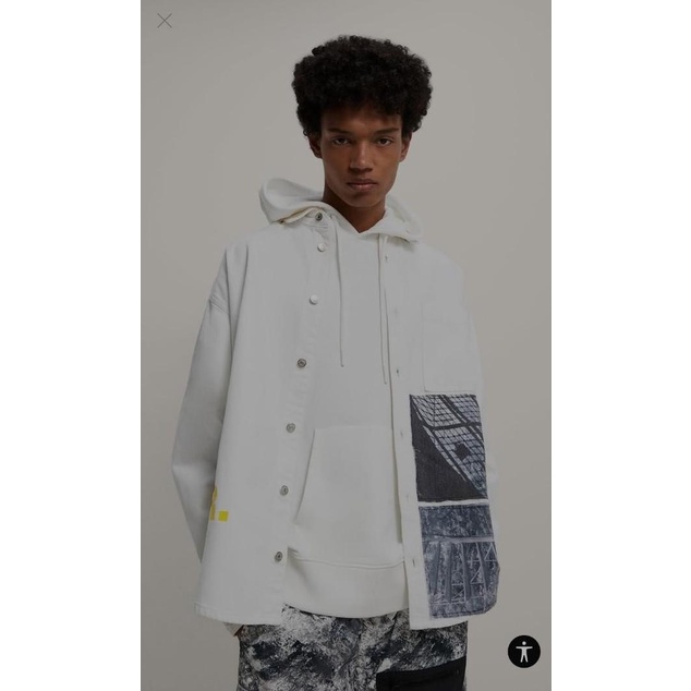 ZARA MAN JAKET KEMEJA OVERSIZED DENIM SHIRT - WHITE ORIGINAL DGF235145