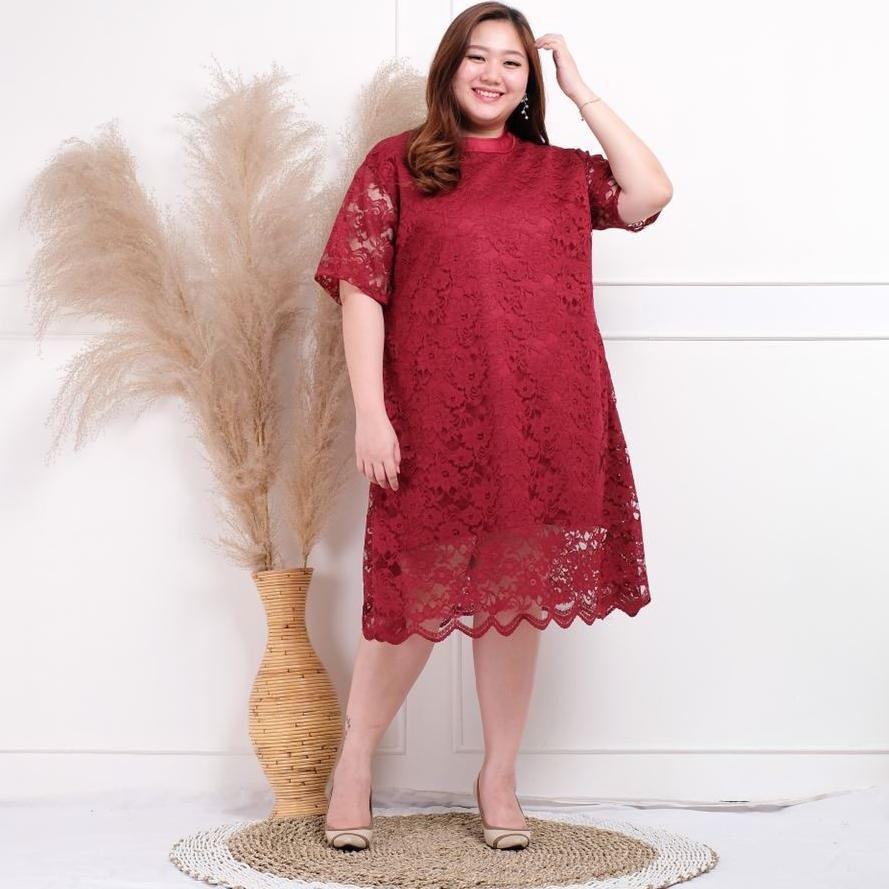 Hanbai - Lunabi Dress Brokat Big size (KODE 1474)