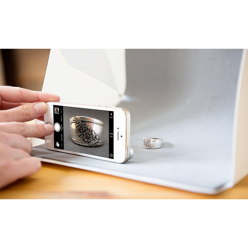 Foto Photo Studio Mini Kekinian 3 Button dengan LED Size L S Plus 4 PCS Background Grab Medan