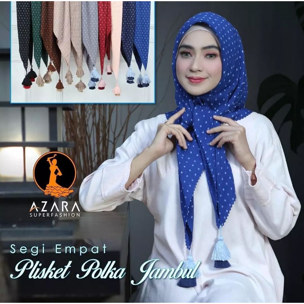 segi empat plisket jambul polkadot azara