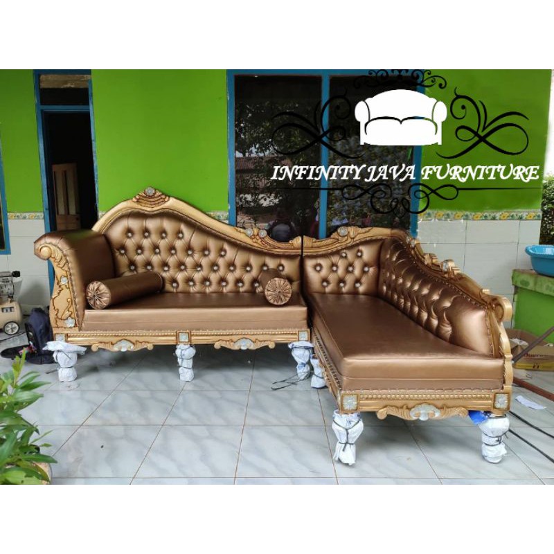Jual Kursi Tamu Sudut ukir Gold series(Dipan, Lemari, Meja makan, Tolet ...