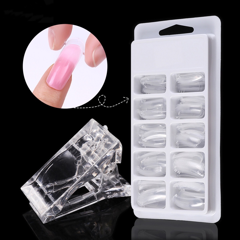 9 Pcs/set Nail Art Ekstensi Cepat Nail Kit Lampu UV Kuku 3 Warna Ujung Kuku Bahasa Perancis Ujung Kuku Bentuk DIY Alat Manikur Set