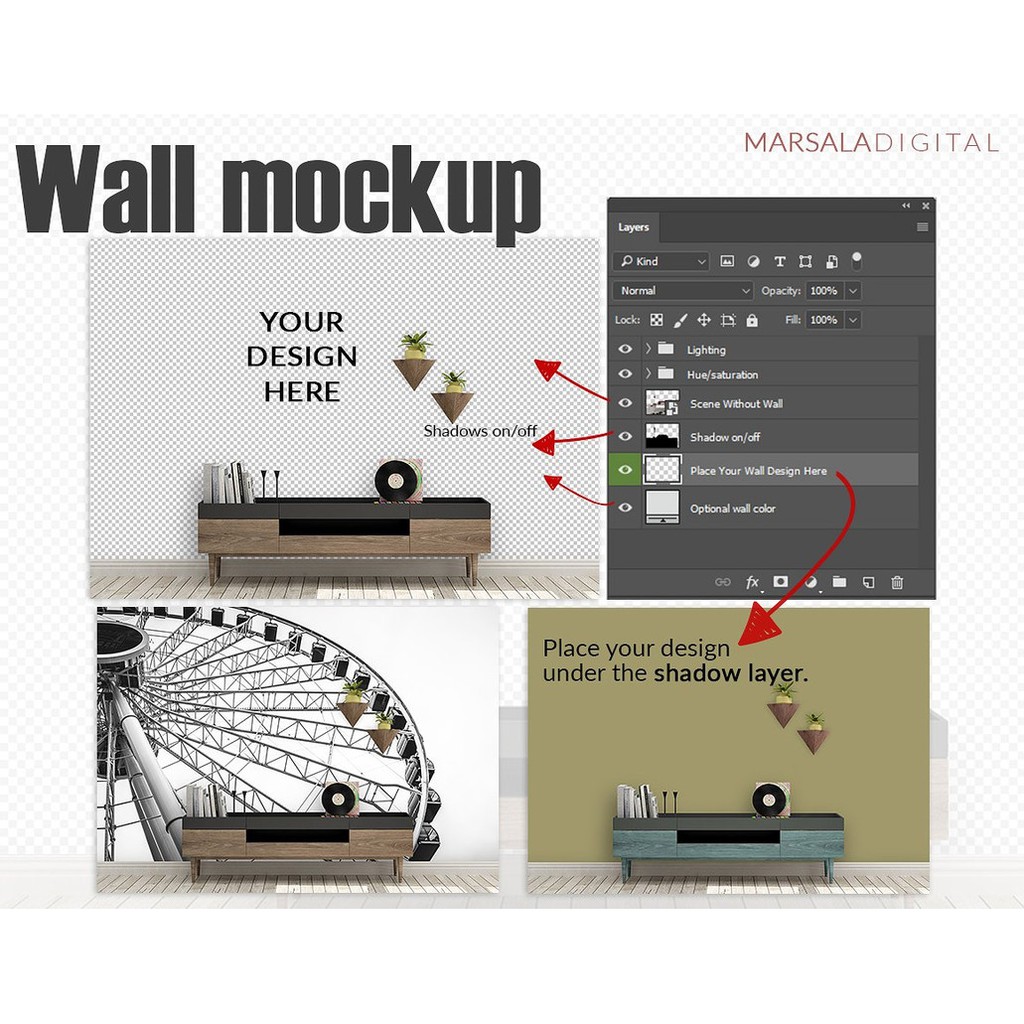 Room Mockup Wall And Frame Bundle 7 - Photoshop